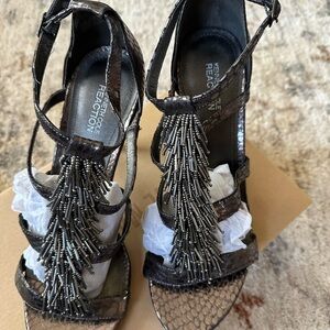 Kenneth Cole Reaction Metallic Sandals with Beaded Detail